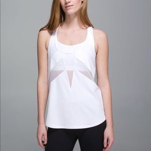 Lululemon White If You’re Lucky Mesh Tank